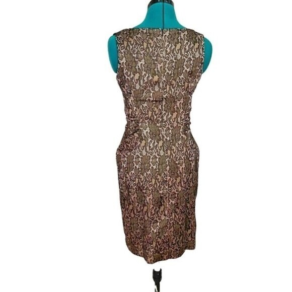 Ann Taylor Petite Embroidered Ruched Floral Party Cocktail Lined Dress - Picture 8 of 14